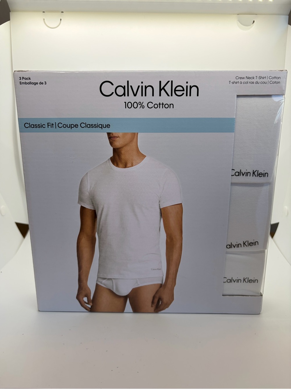 Calvin Klein Men's White Cotton Classic Fit Crew T-Shirt & Briefs Pack Small